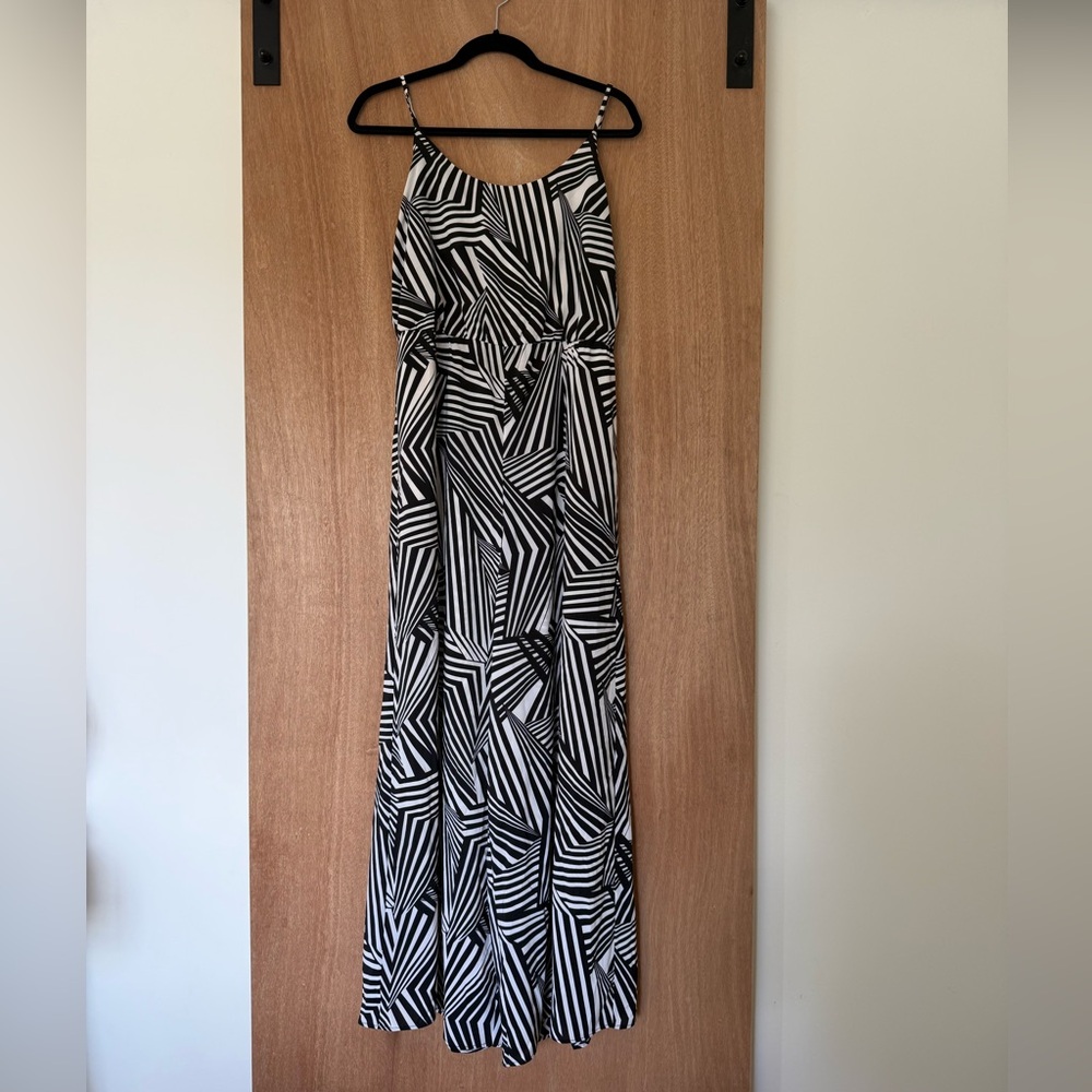 Alice & Olivia black and white pattern jumpsuit Art Deco Contemporary Chic large